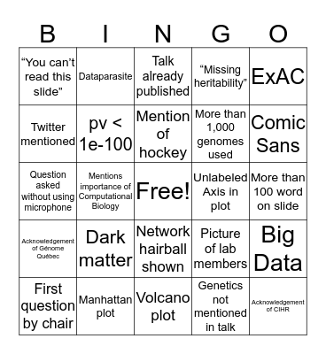 #genetics17 conference BINGO Card