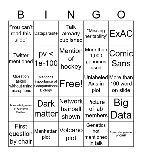 #genetics17 conference BINGO Card