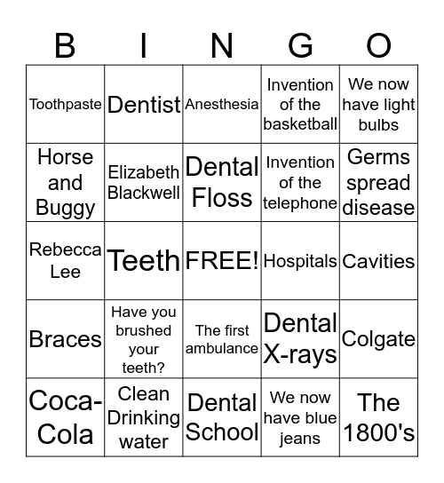 Healthcare in the 1800's Bingo Card