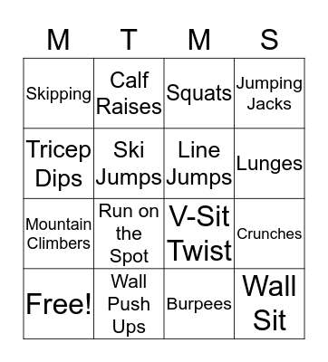 Fitness Bingo! Bingo Card