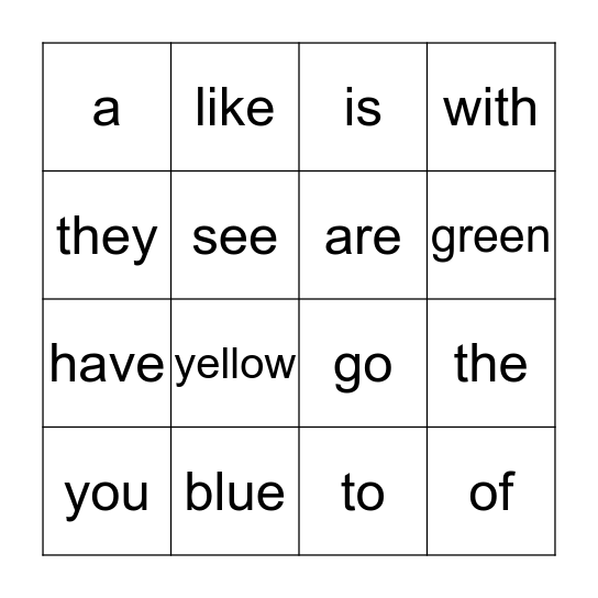 High Frequency Words - Unit 5.1 Bingo Card