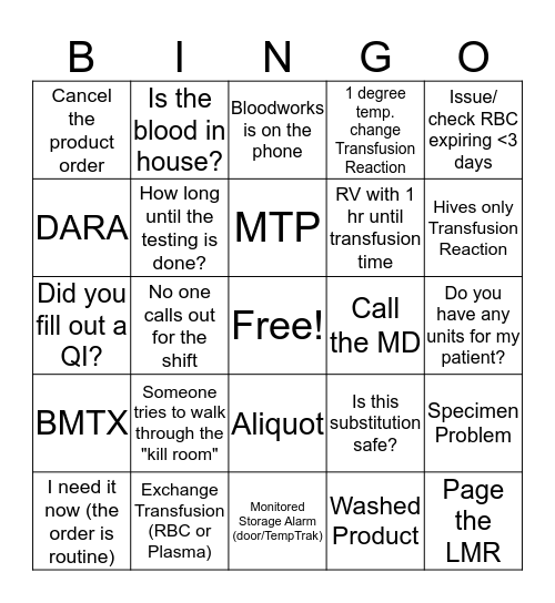 TSL Bingo Card