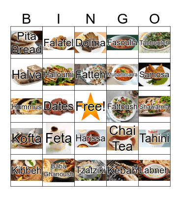 Food Bingo Card