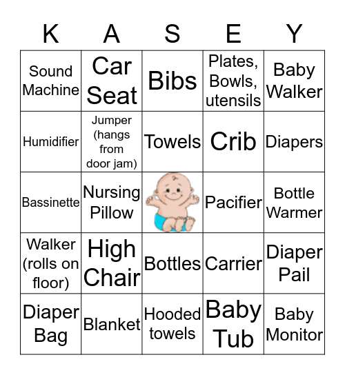 BABY SHOWER BINGO Card