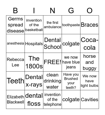 Healthcare in the 1800s Bingo Card