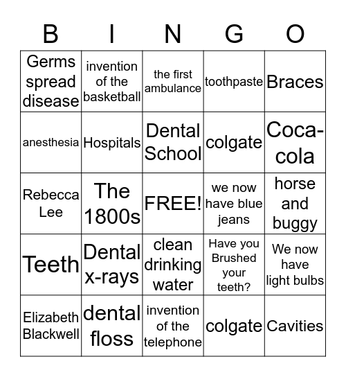 Healthcare in the 1800s Bingo Card