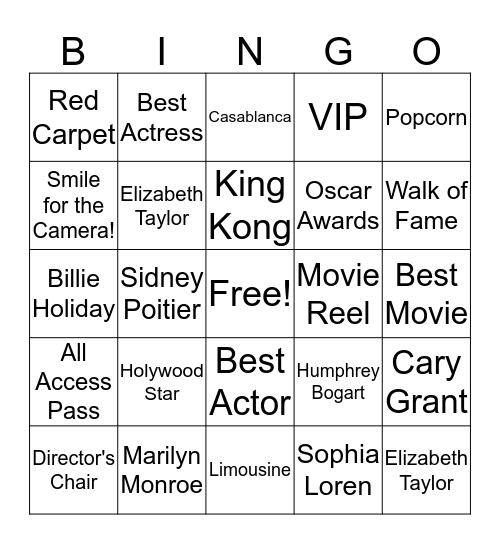 Classic Hollywood! Bingo Card