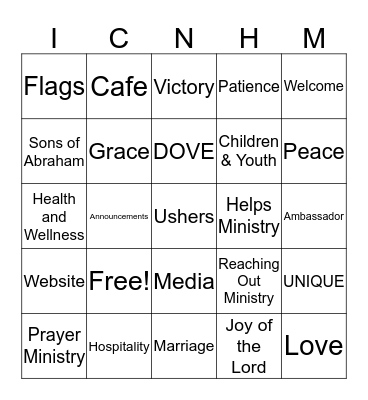 Ministry Fair Bingo Card