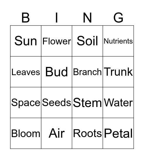 Flower Bingo! Bingo Card