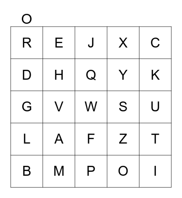 Alphabet Bingo Card