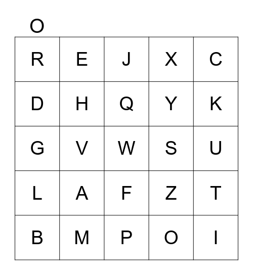 Alphabet Bingo Card
