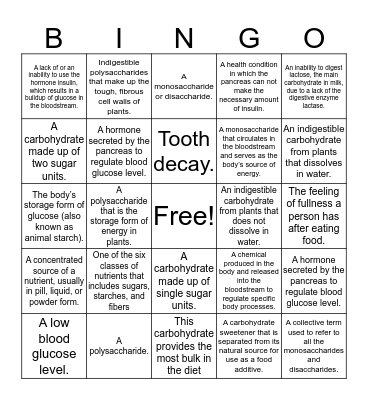 Chapter 5 Bingo Card
