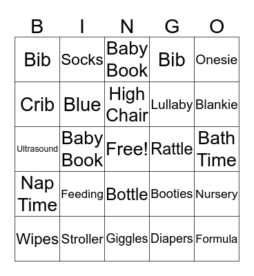 Baby Bingo  Bingo Card