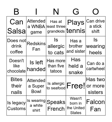 Mission Support Division  Bingo Card