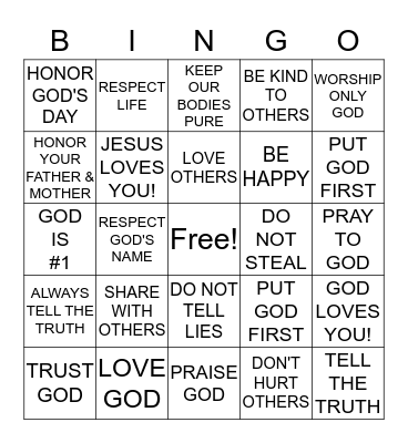 Living God's Way Bingo Card