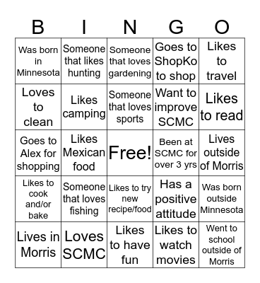 Culture of Excellence BINGO Card