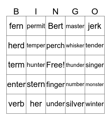 ER Bingo Card