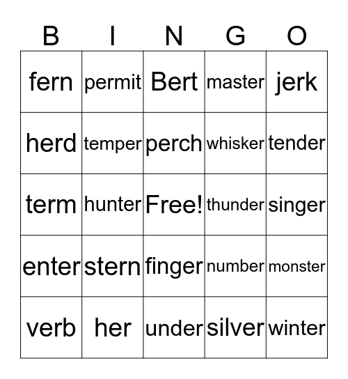 ER Bingo Card