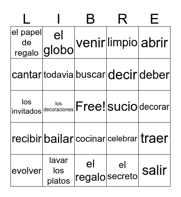 vocab Bingo Card