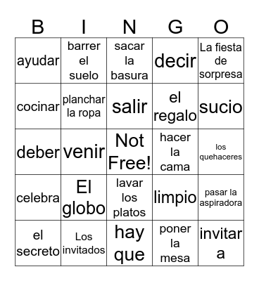 !Lo tengo! Bingo Card
