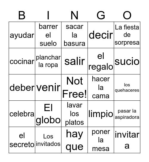 !Lo tengo! Bingo Card