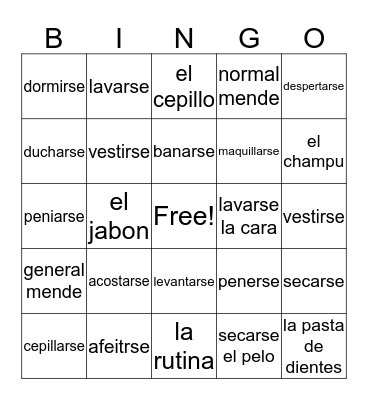 Spanish II Bingo Card