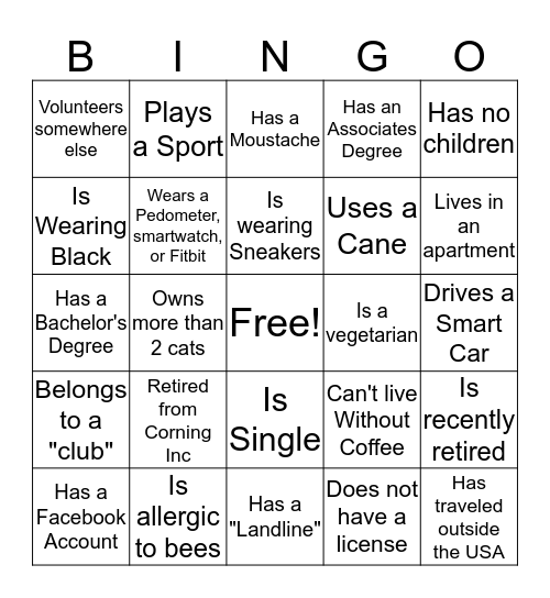 Volunteer Bingo Card