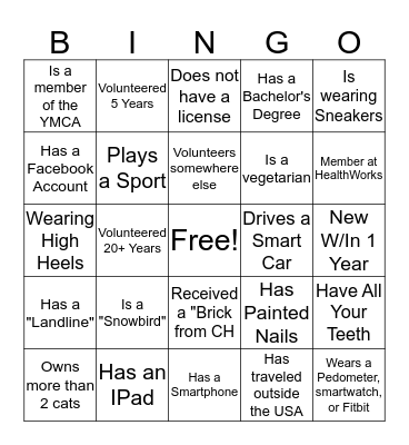 Volunteer Bingo Card