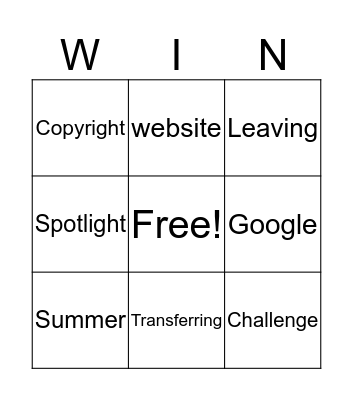 Sample Bingo Card