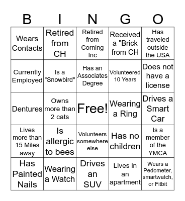 Volunteer Bingo Card