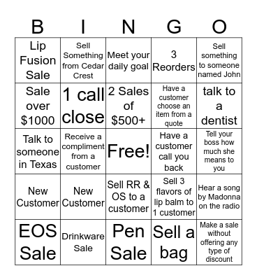 GRAB BAG Bingo Card