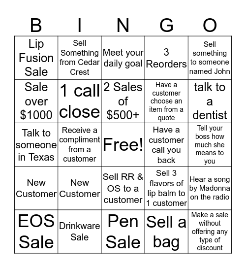 GRAB BAG Bingo Card