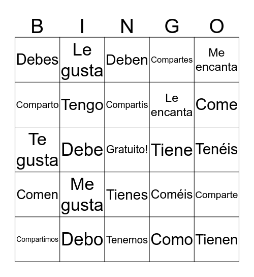 Regular + Irregular Verbs  Bingo Card