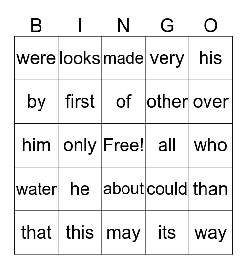 Hannah's Bingo Card