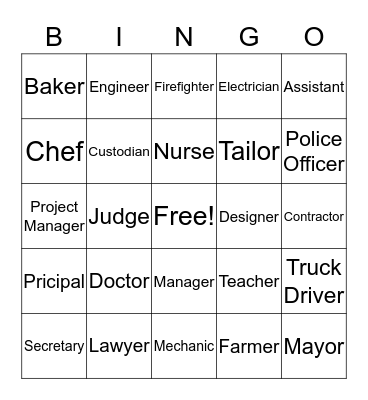 Career Bingo Card