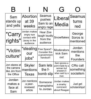#MUDebate Bingo Card