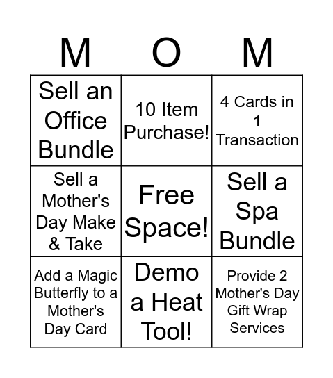 PS Mother's Day Bingo Card