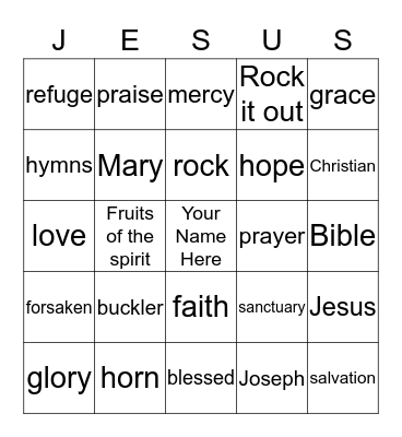 VBS: God is Present! Bingo Card