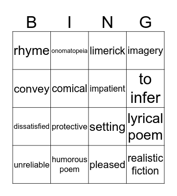 STAAR VOCABULARY Bingo Card