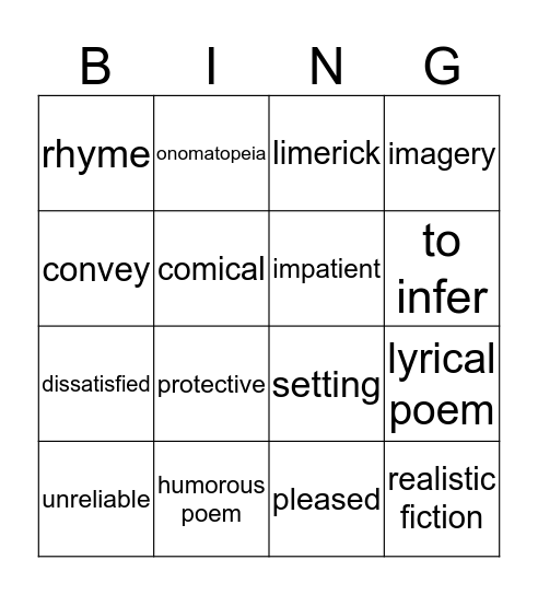 STAAR VOCABULARY Bingo Card