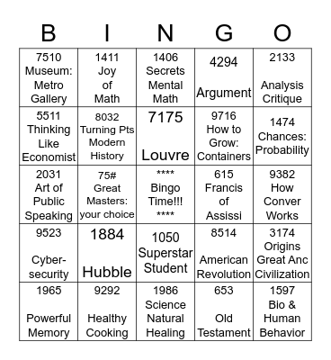 Course Upsell Bingo Card