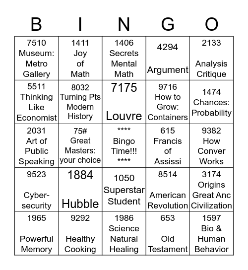 Course Upsell Bingo Card