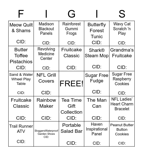 Figi's Bingo Card