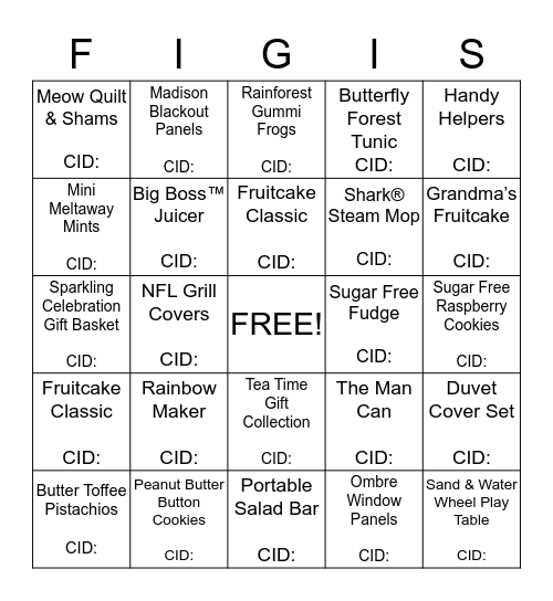 Figi's Bingo Card