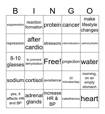 Wellness Bingo Card