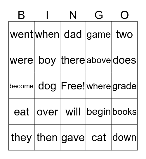 High Frequency Bingo 5 Bingo Card