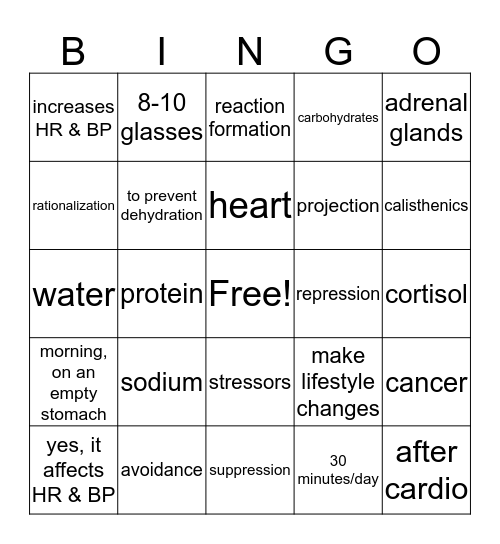 Wellness Bingo Card