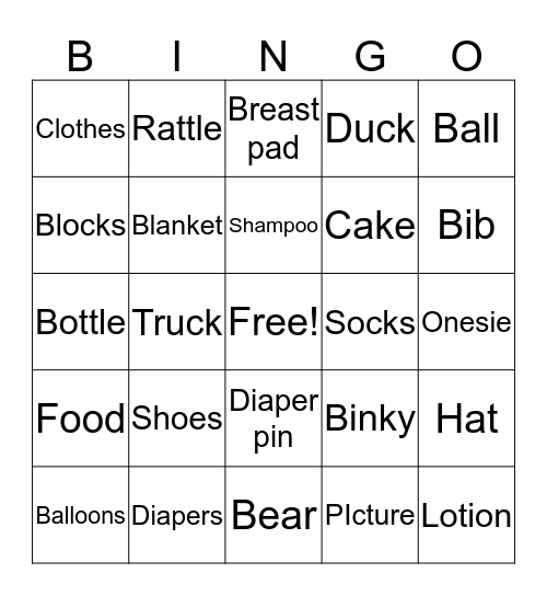 Baby Neet Bingo Card