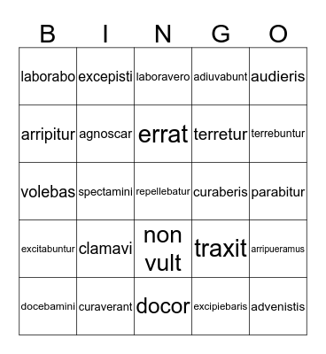 Passive Voice Review of Verbs Bingo Card