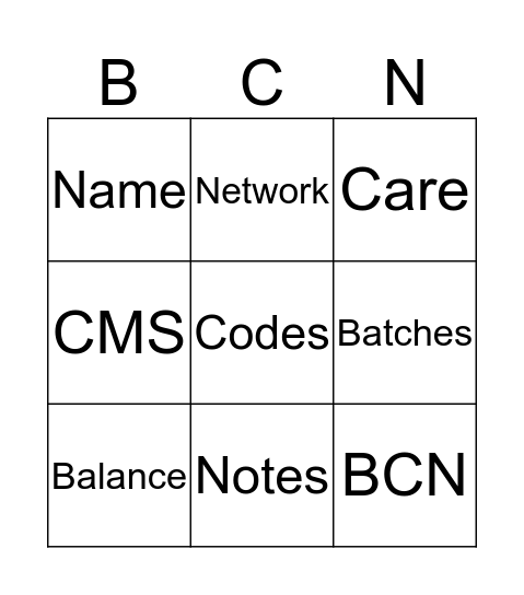 BCN Version Bingo Card